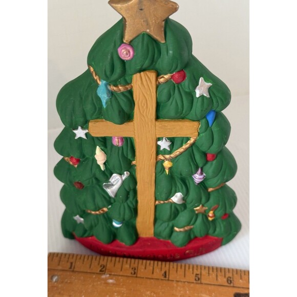 Vintage Ceramic Christmas Tree Cross Most Precious Gift 8.5” Hand Painted Jesus - Picture 12 of 12